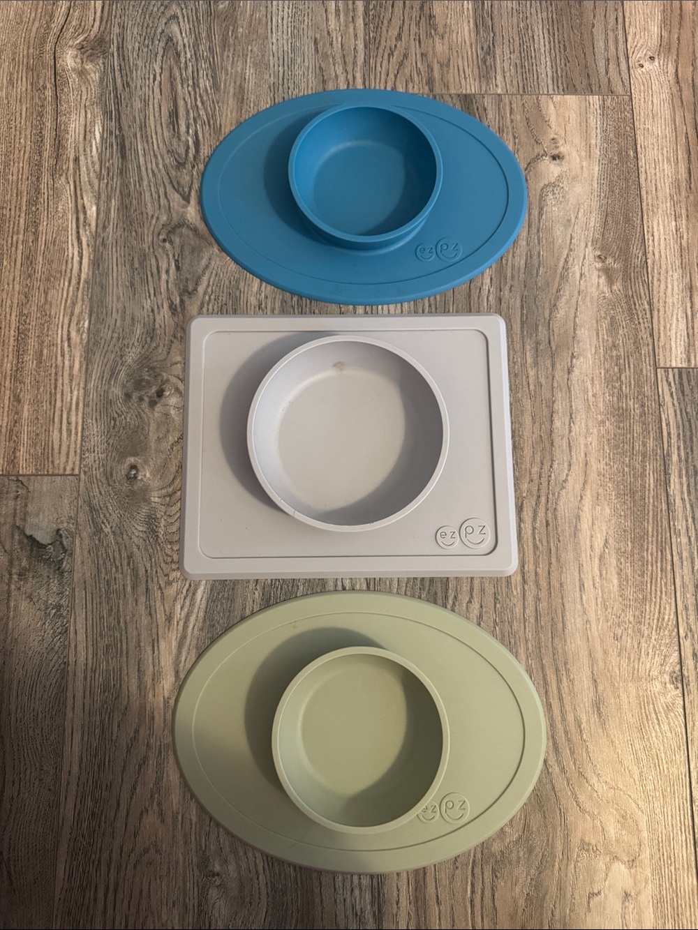 Kids Silicone Suction Bowl Set - Blue, Gray, Green